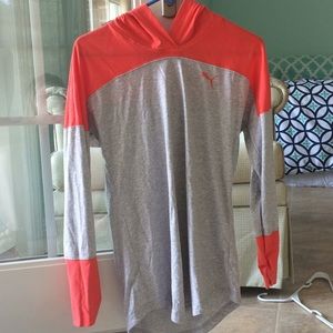 Puma sweatshirt, worn and has a small stain.